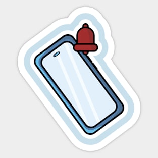 Smartphone with Blank Screen and Notification Bell Sticker vector illustration. Smart technology object icon concept. Mobile mail message concept sticker vector design with shadow. Sticker